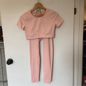First Health Light Pink Workout Set Leggings and Cropped Top Size 8